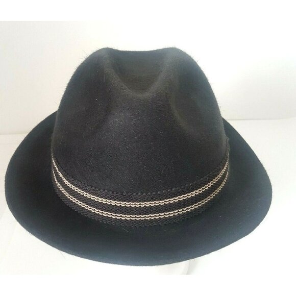 Vintage Robert Hall Hat Black Size 7 Genuine Fur Felt Hat Feather Made In USA - Picture 7 of 12